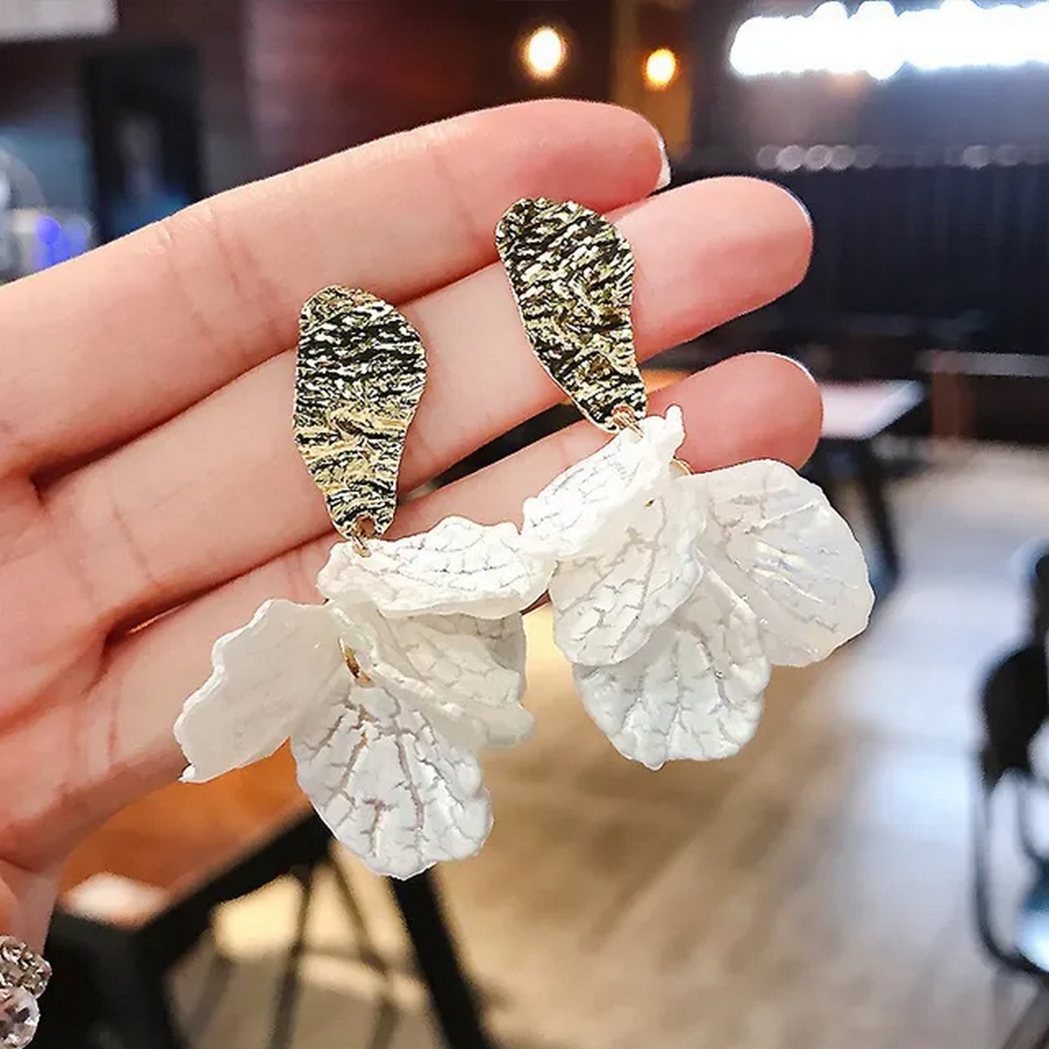 Glamorous Floral Petal Dangle Earrings - FlyingCart.pk