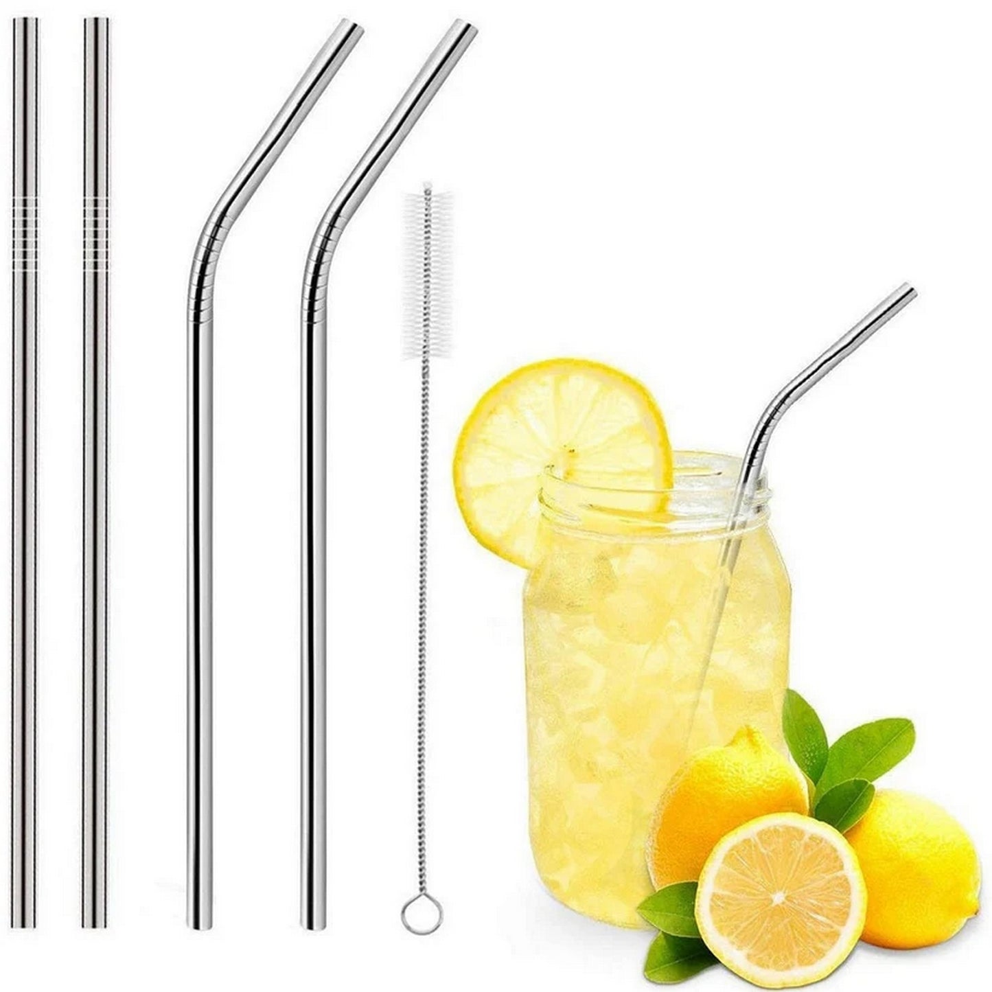 Stainless Steel Straws 4 Pieces Set - FlyingCart.pk