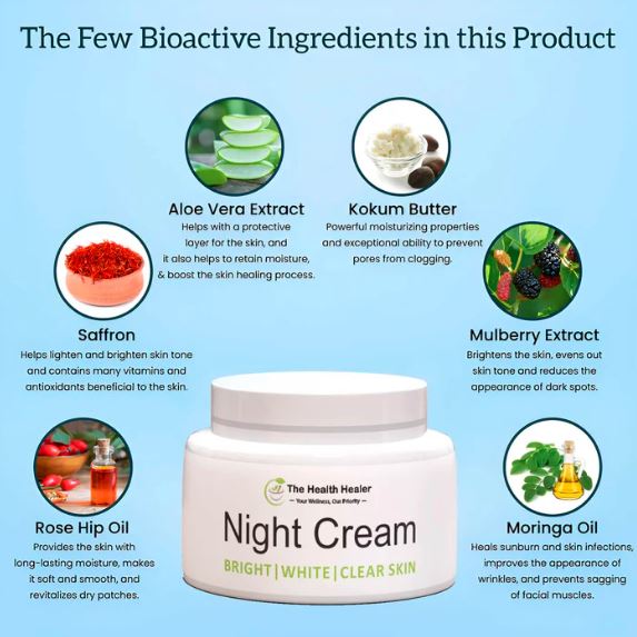 The Health Healer Night Cream Bright White Clear Skin For All Skin Types- FlyingCart.pk