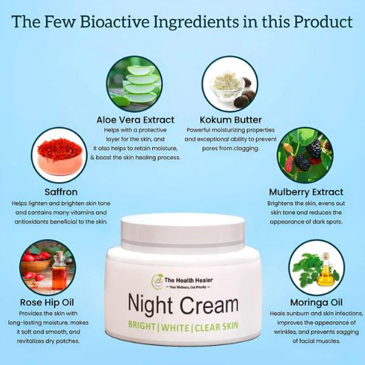 The Health Healer Night Cream BRIGHT WHITE CLEAR SKIN For all skin types