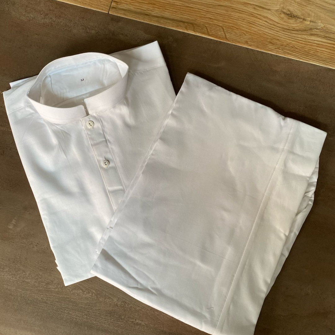 Stitched 2 Piece White Shalwar Kameez (with Cuff) -FlyingCart.pk