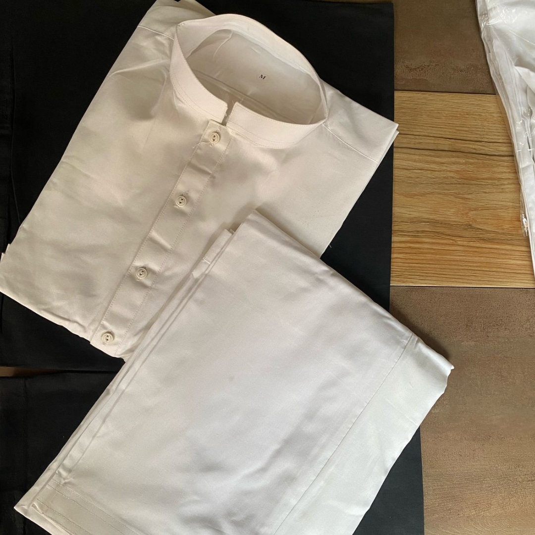 Stitched 2 Piece White Shalwar Kameez (with Cuff) -FlyingCart.pk