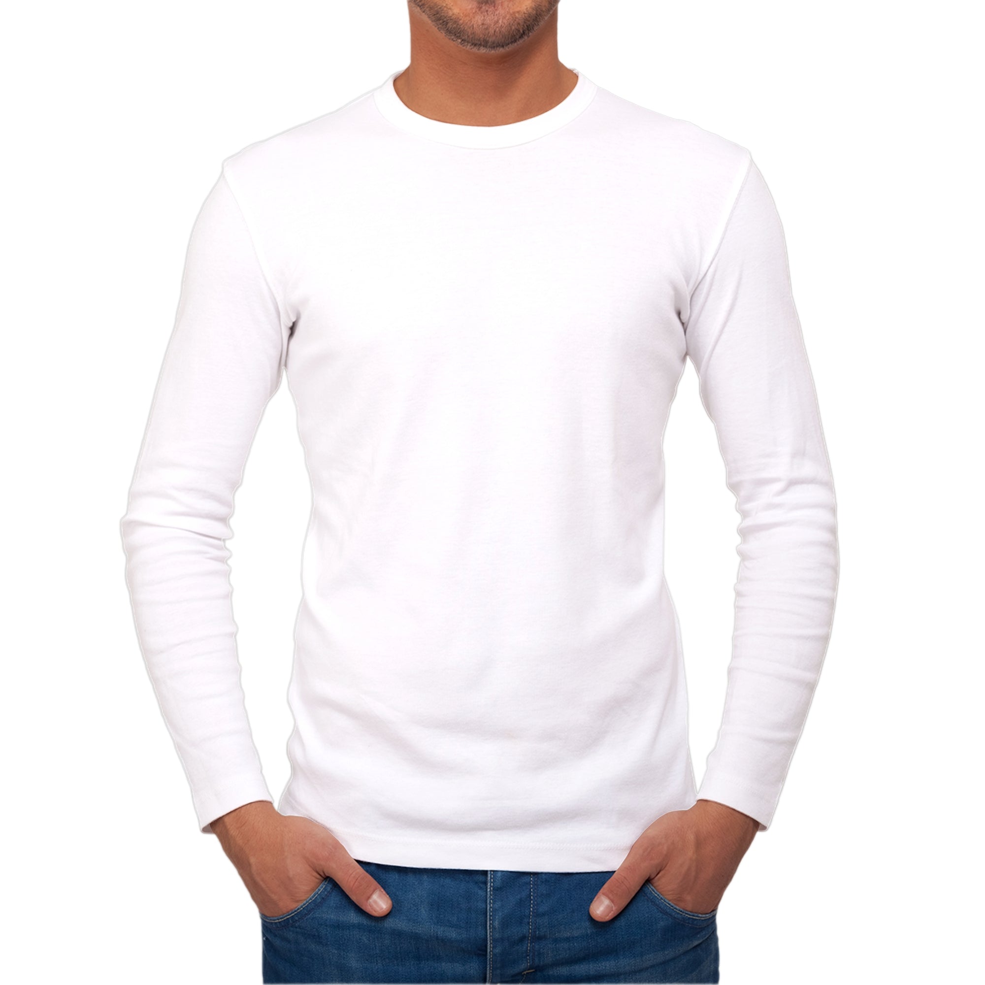 Mens plain white long sleeve t shirt hotsell