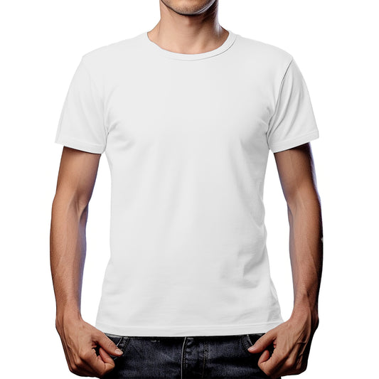 Half Sleeves  White T-shirt For Men - FlyingCart.pk