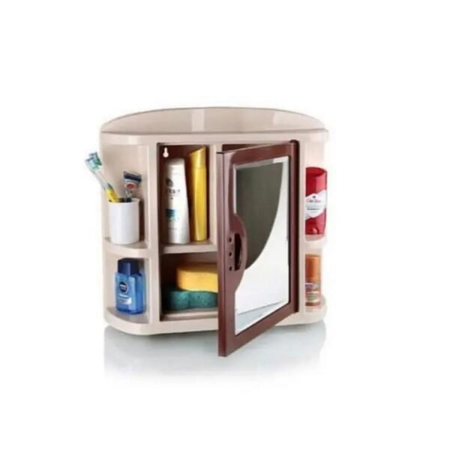 Plastic Washroom Cabinet with Attached Mirror - FlyingCart.pk