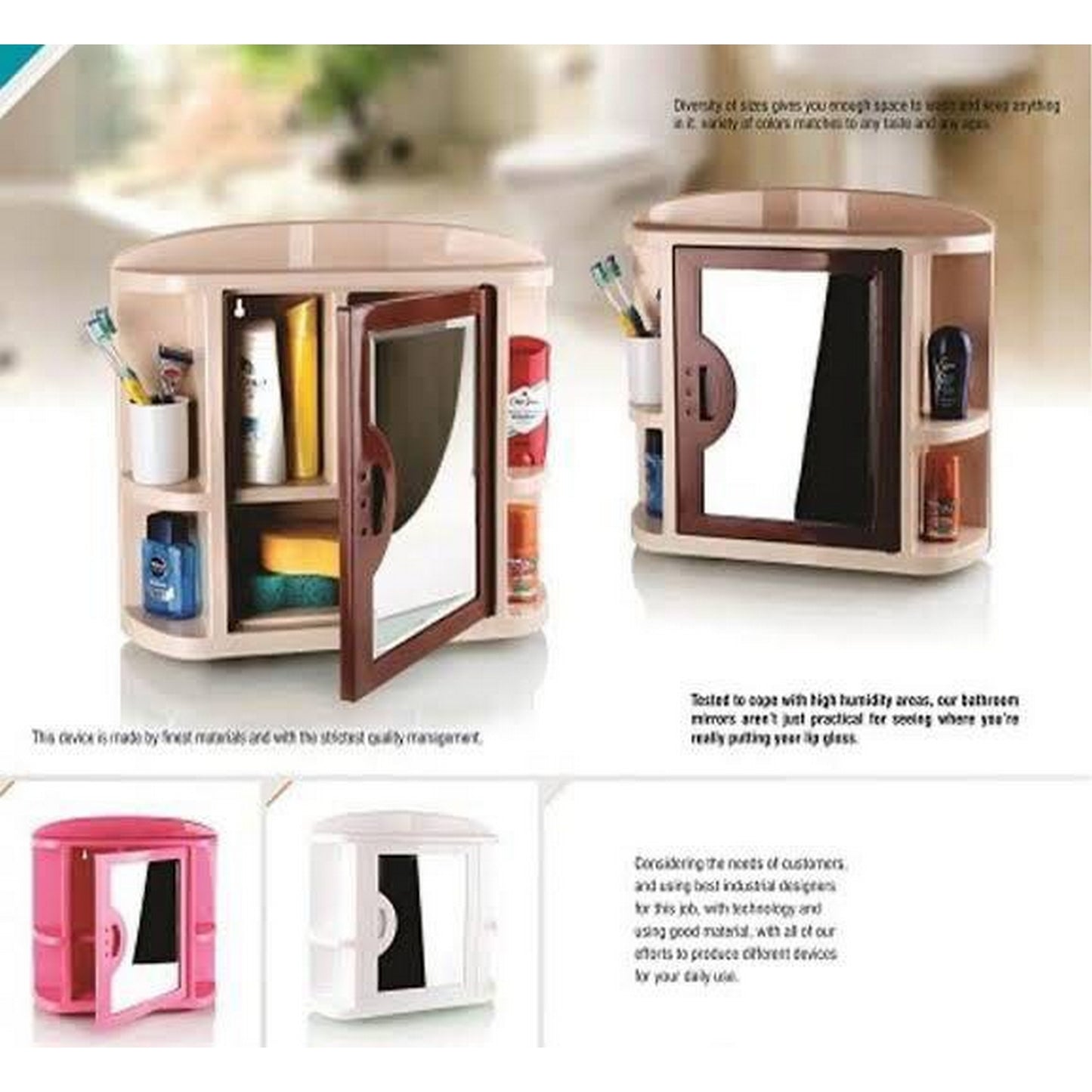 Plastic Washroom Cabinet with Attached Mirror - FlyingCart.pk