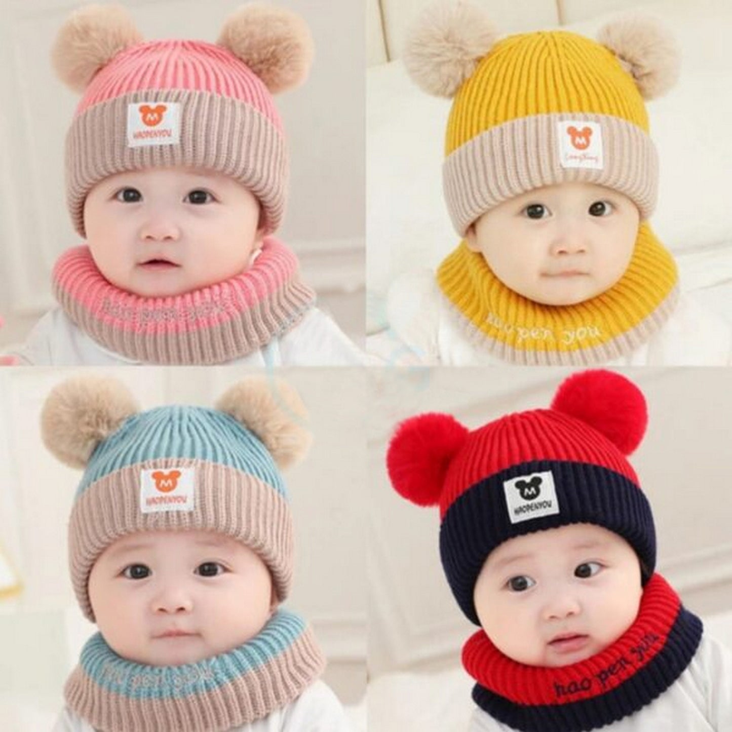 Wool Knit Cap Pair For Newborns - FlyingCart.pk