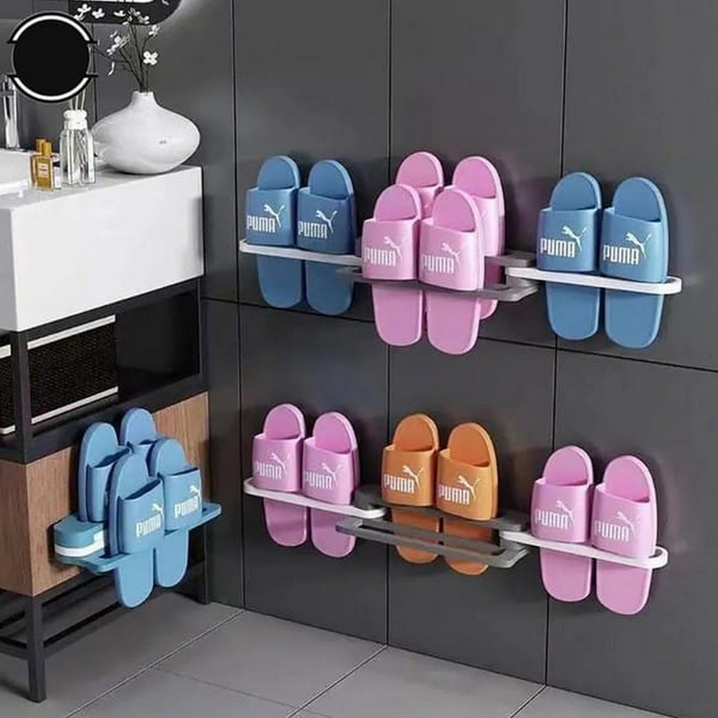 Wall Mounted Slippers Rack 3 in 1 - FlyingCart.pk