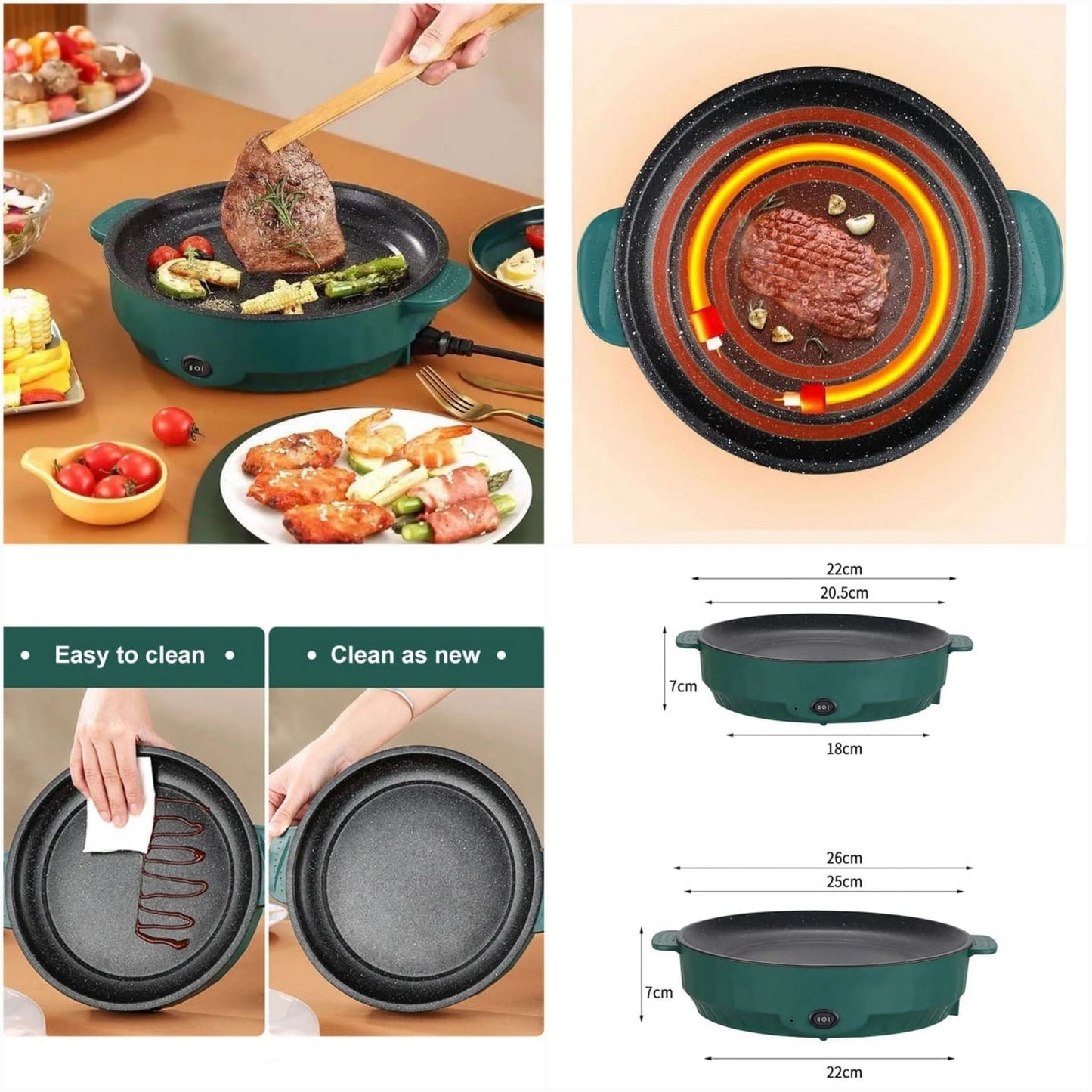 Non-Stick Electric Frying Pan Grill Double-Speed - FlyingCart.pk