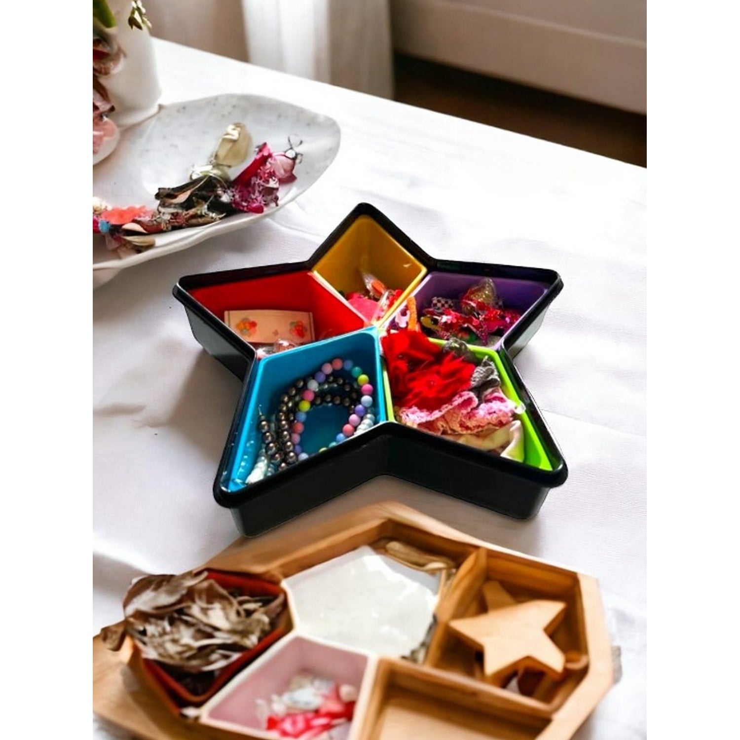 Spice Rack Star Shape 5 Cell Colorful With Lid - FlyingCart.pk