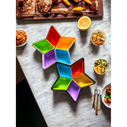 Spice Rack Star Shape 5 Cell Colorful With Lid - FlyingCart.pk