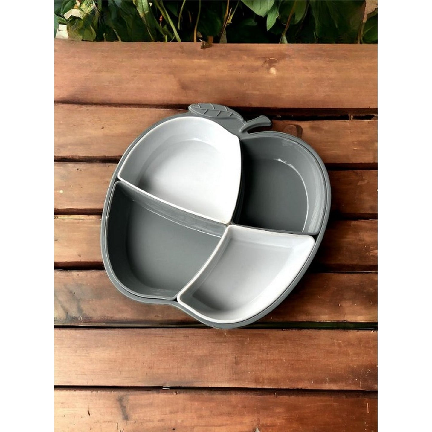 Serving Tray Apple Shape 4 Compartment - FlyingCart.pk