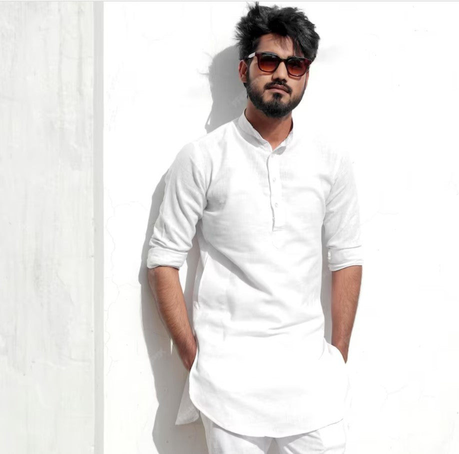 Stitched 2 Piece White Shalwar Kameez (with Cuff) -FlyingCart.pk