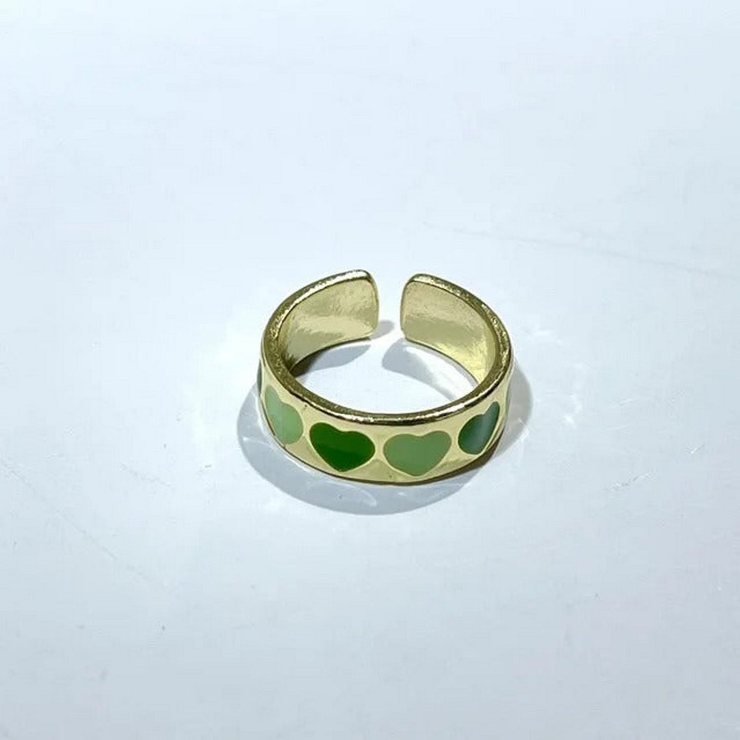 Green Chunky Heart Love Heart Open Ring - FlyingCart.pk