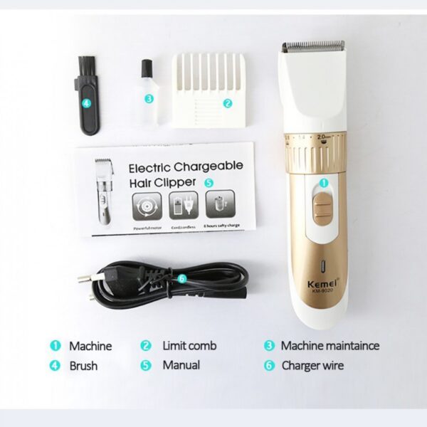 Rechargeable Electric Hair Trimmer And Clipper- Kemei KM-9020 - FlyingCart.pk