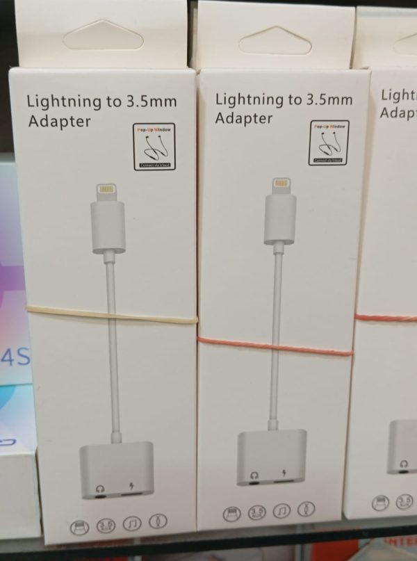 Apple iPhone Lightning to 3.5mm Earphone Jack & Mobile Charging Adapter - Flyingcart.pk