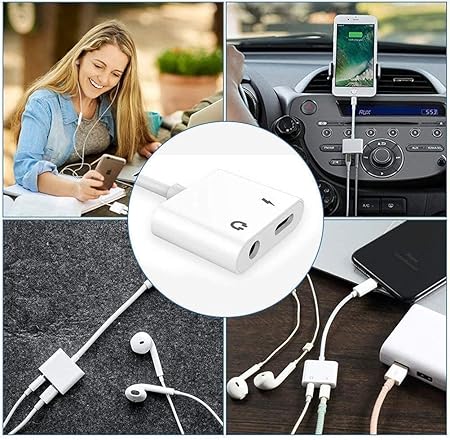Apple iPhone Lightning to 3.5mm Earphone Jack & Mobile Charging Adapter - Flyingcart.pk