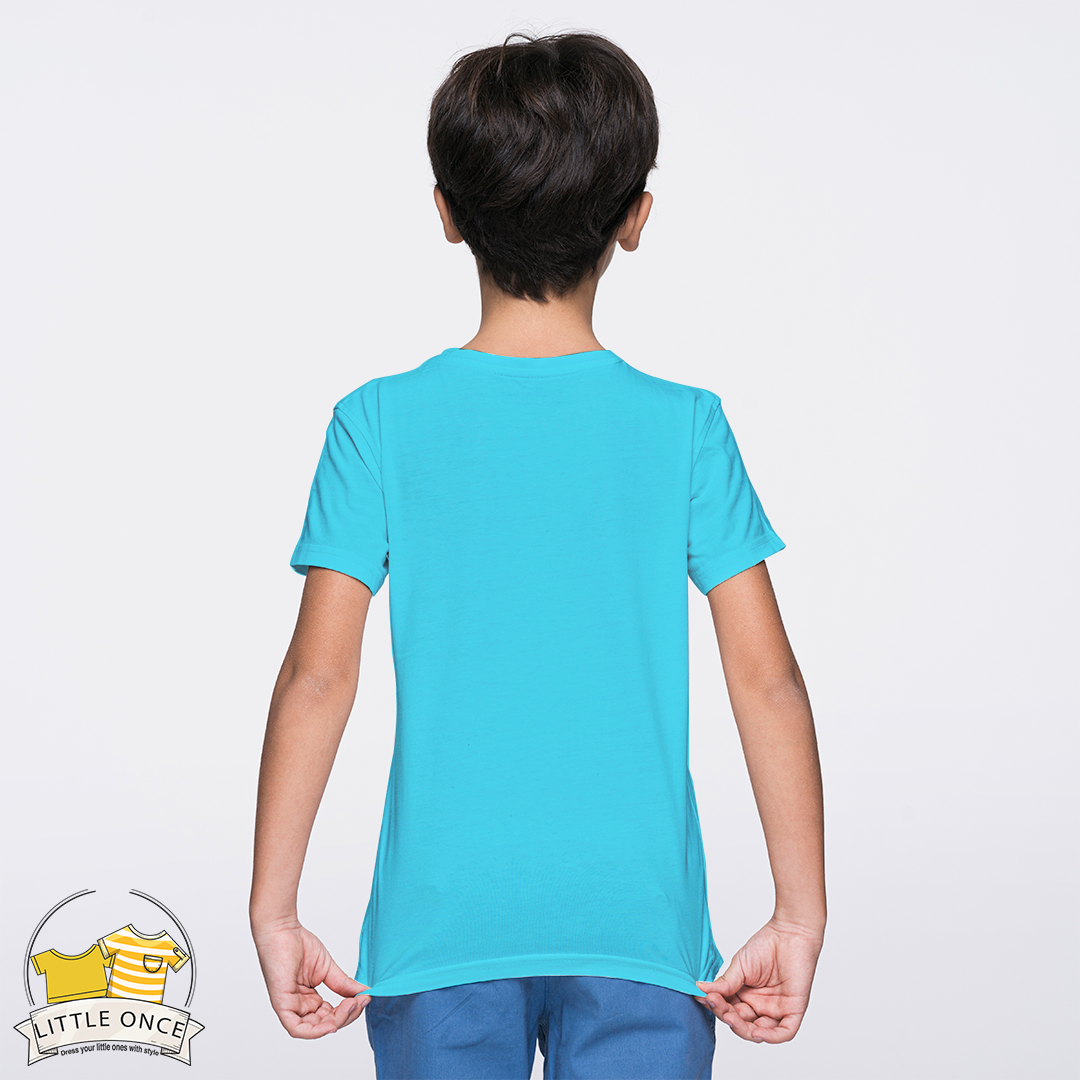 Aqua blue Kids Half Sleeves T-Shirt For Boys