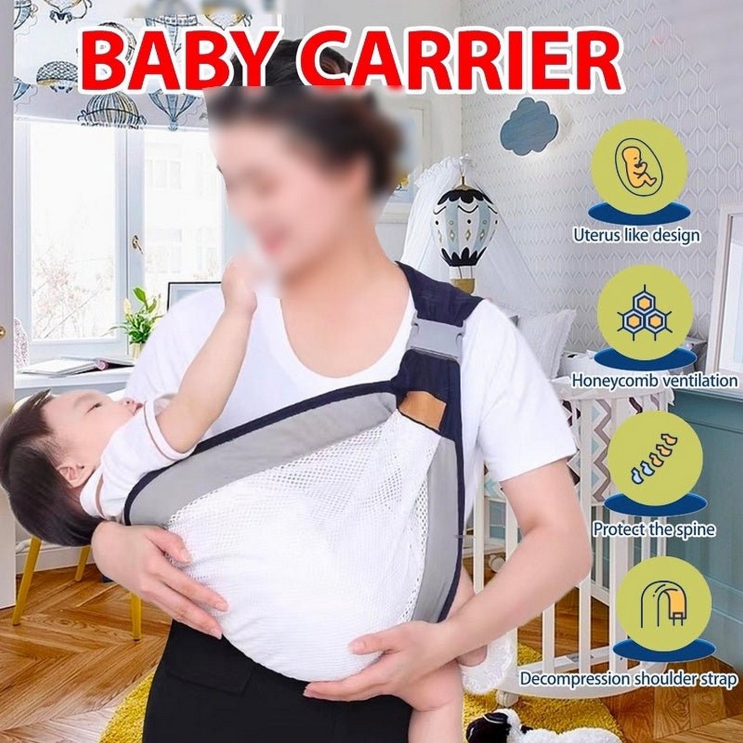 Baby Strap Carrier Sling Universal Front Holding Type - FlyingCart.pk