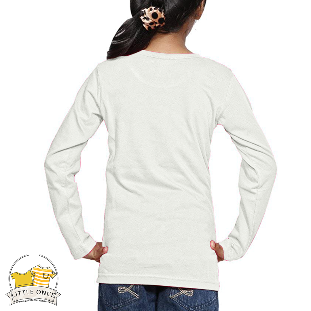 Light Grey  Kids Full Sleeves T-Shirt For Girls