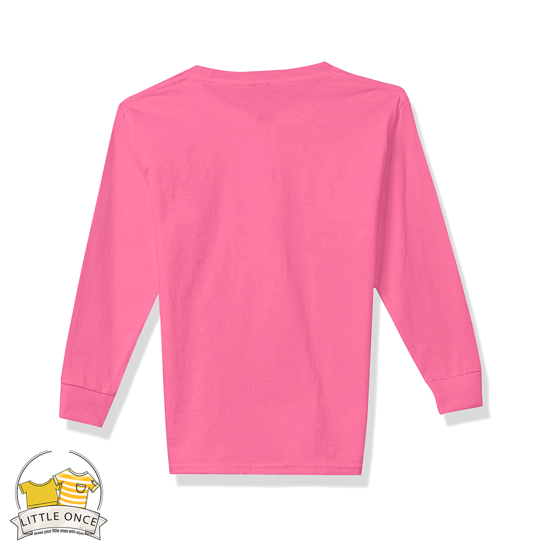 Hot Pink Kids Full Sleeves T-Shirt For Girls