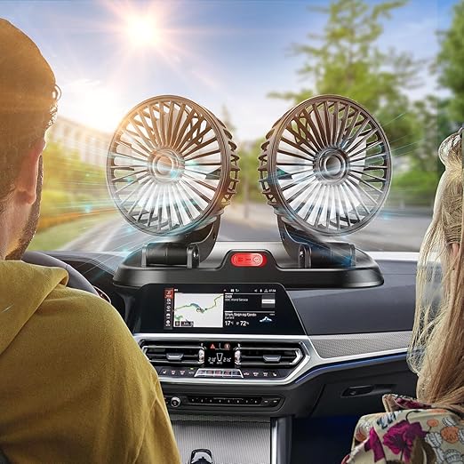 Car Fan Long Neck Double Head Adjustable V Fan For Summer - 5v/2a Usb Powered - Flyingcart.pk