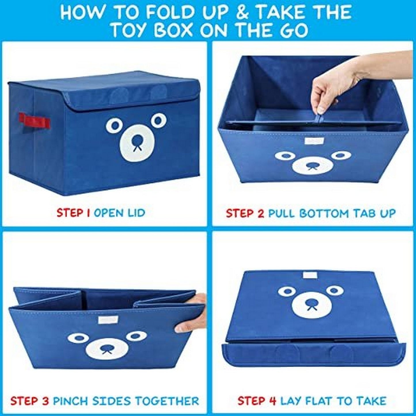 Cartoon Bear Foldable Storage Box For Multipurpose Folding Organizer Cube Basket Bin - FlyingCart.pk