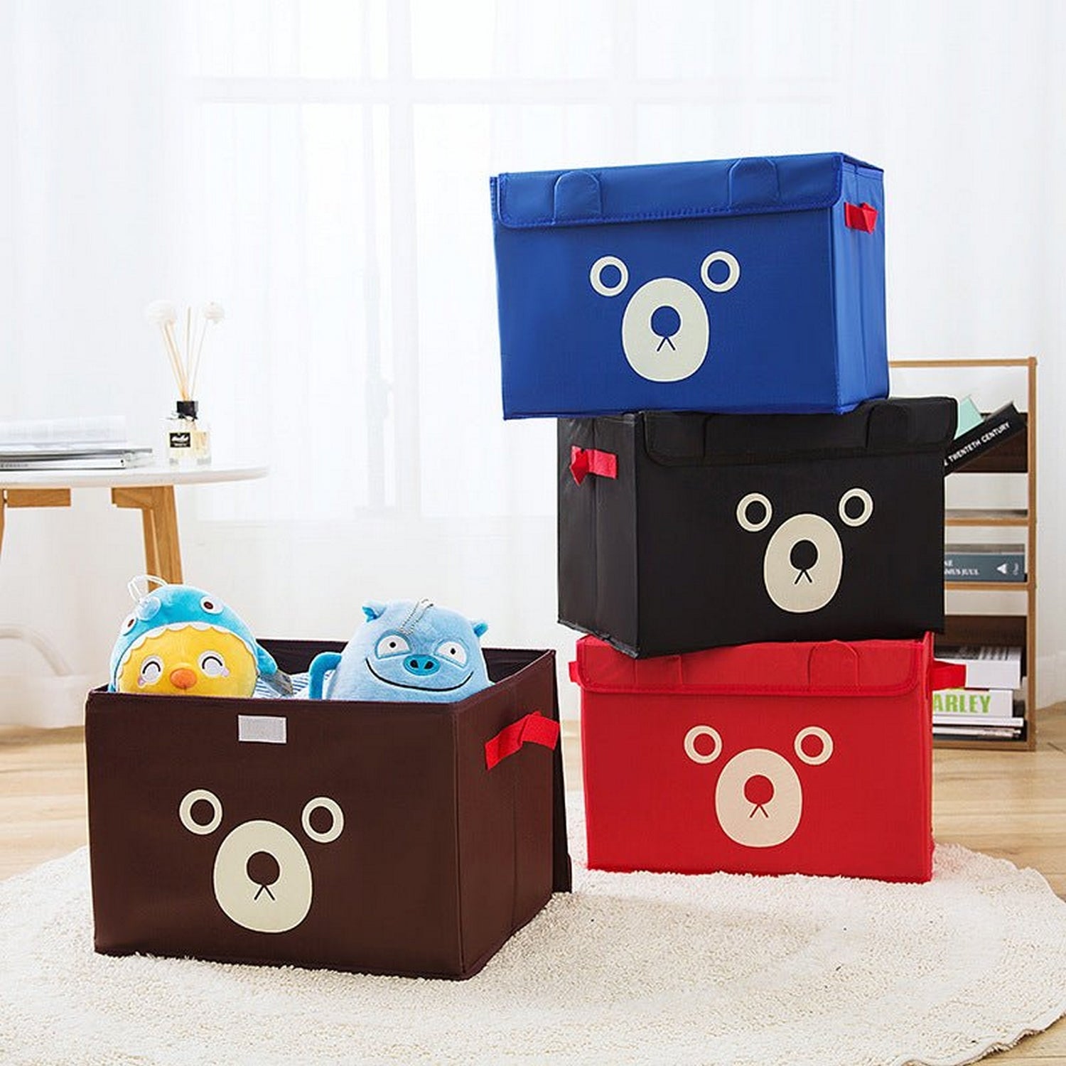 Cartoon Bear Foldable Storage Box For Multipurpose Folding Organizer Cube Basket Bin - FlyingCart.pk