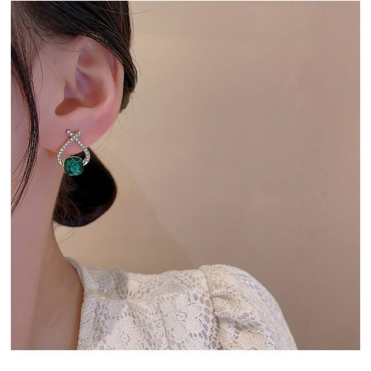 Trendy Emerald Crystal Ball Earrings (Random Color) - FlyingCart.pk