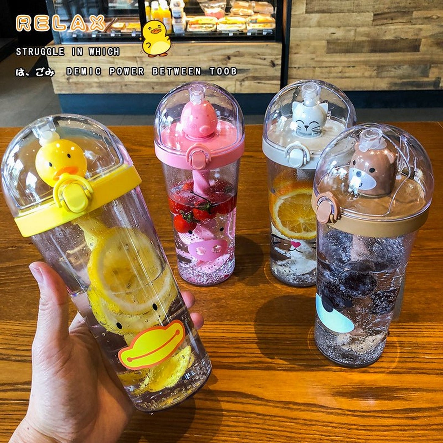 Cute Creative Reusable Silicone Plastic Straw Water Bottle - FlyingCart.pk