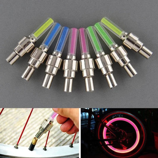 Cycle Wheel Light – Motion Sensor Activated Valve Cap LED Lights for Bike, Car, and Motorcycle (2 Pcs) - Flyingcart.pk