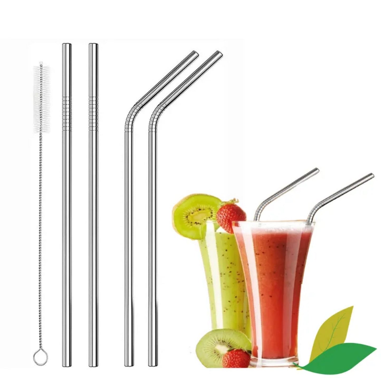 Stainless Steel Straws 4 Pieces Set - FlyingCart.pk