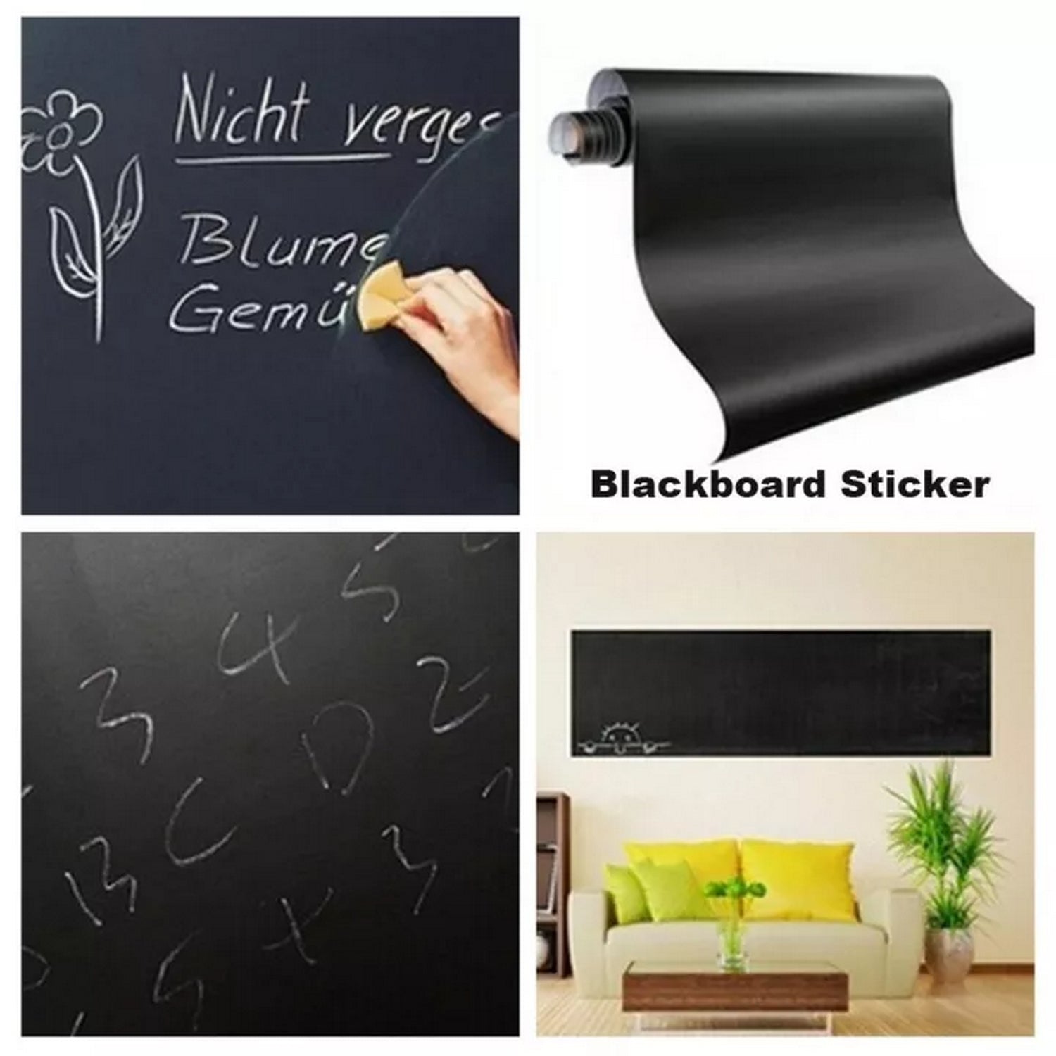 Chalkboard Sticker Paper Self-Adhesive Blackboard Wall Sticker (45 x 200 cm) - FlyingCart.pk