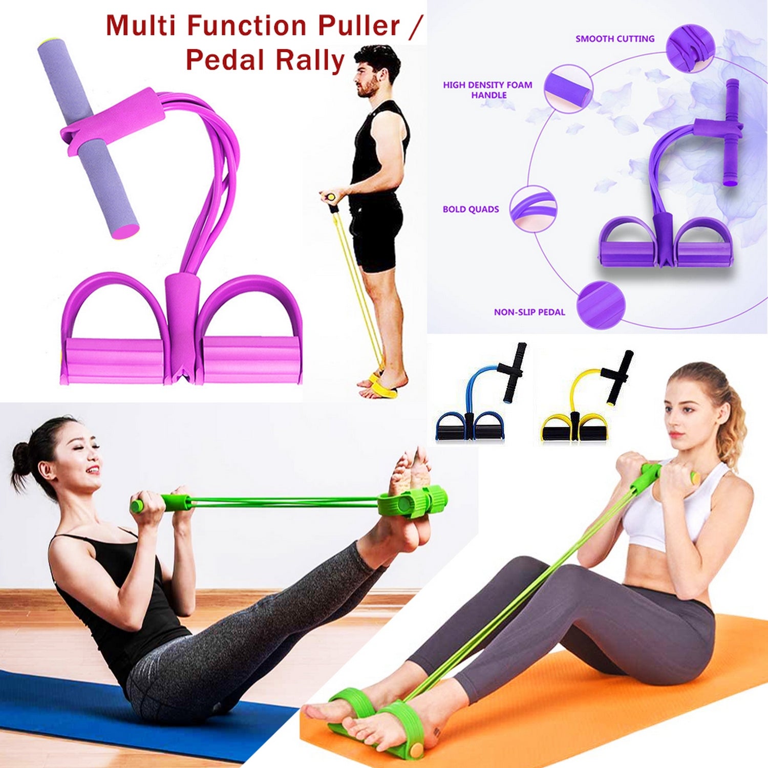 Pedal Resistance Band Slimming Body Shaper Tummy Trimmer Home Gym - FlyingCart.pk
