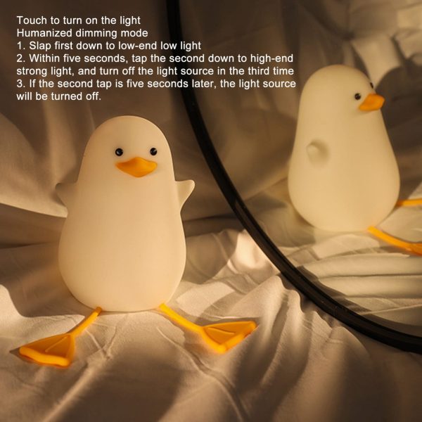 Duck LED Night Light – Silicone Squishy, Dimmable, Rechargeable Nursery Lamp-FlyingCart.pk