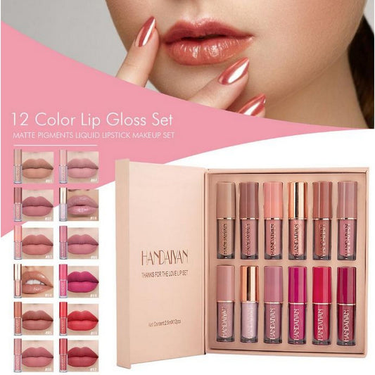 HANDAIYAN 12 Colors Matte Liquid Lipstick Set (12pcs) - FlyingCart.pk