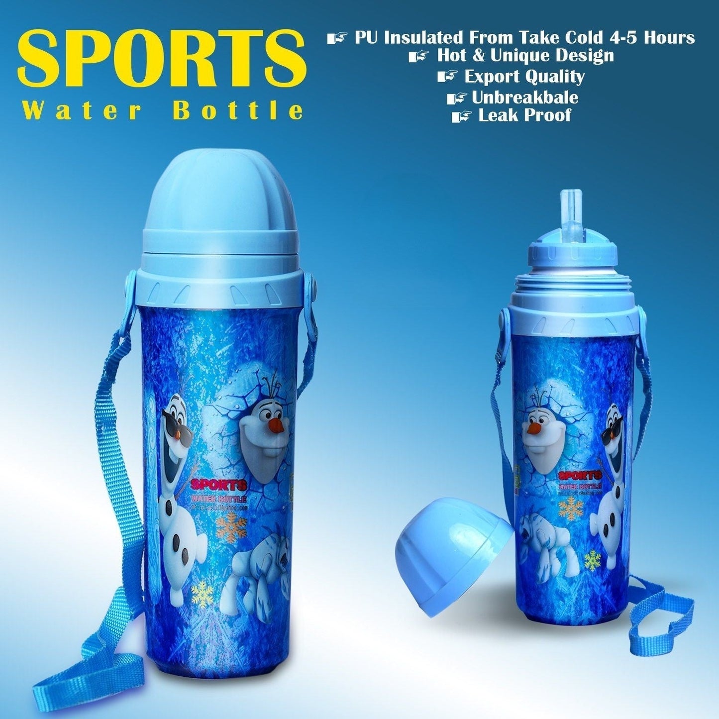 Water Bottle With Straw Double Wall Plastic (Random Color) - FlyingCart.pk