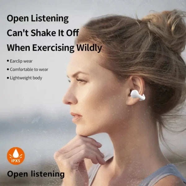 Ear Cuff Wireless Earbuds with Ear hooks – Waterproof Bone Conduction Sports Headphones - Flyingcart.pk