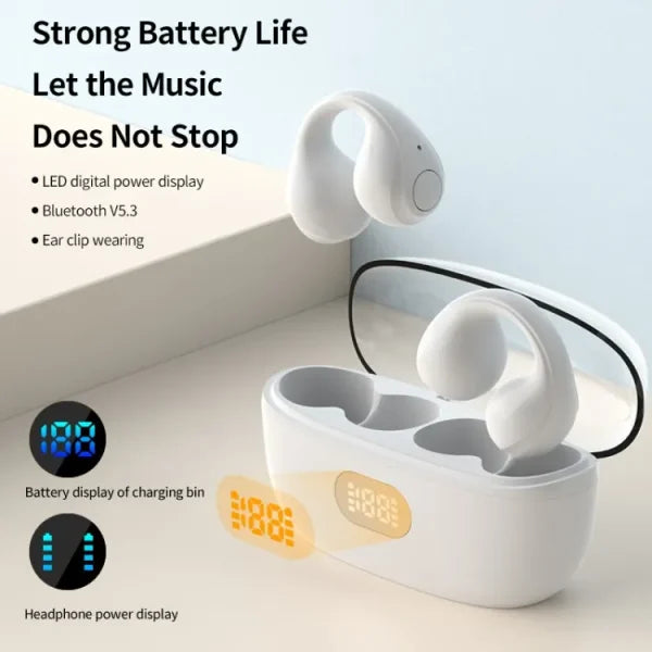 Ear Cuff Wireless Earbuds with Ear hooks – Waterproof Bone Conduction Sports Headphones - Flyingcart.pk