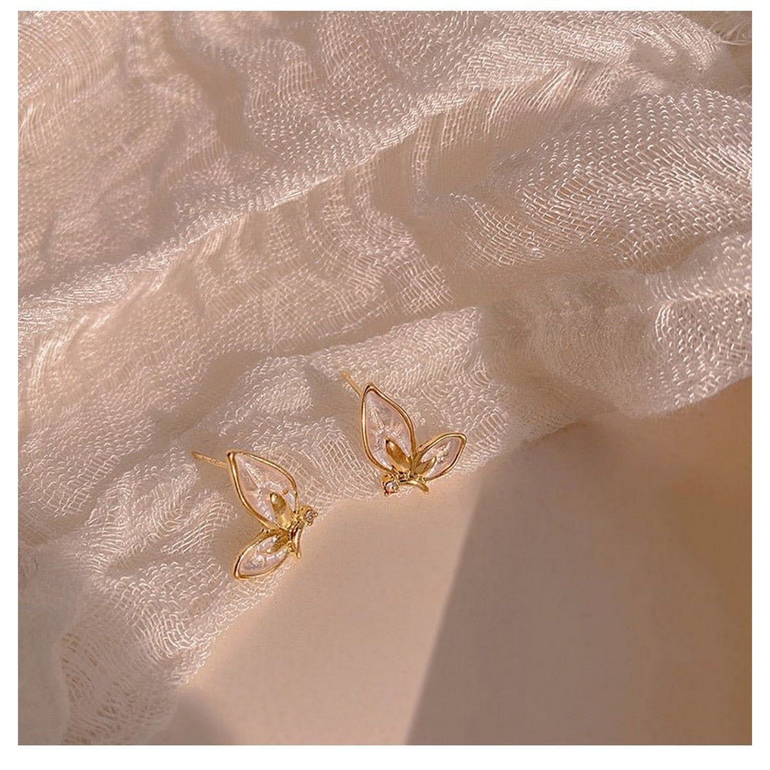 Heart Earrings Elegant Pearl Peach - FlyingCart.pk