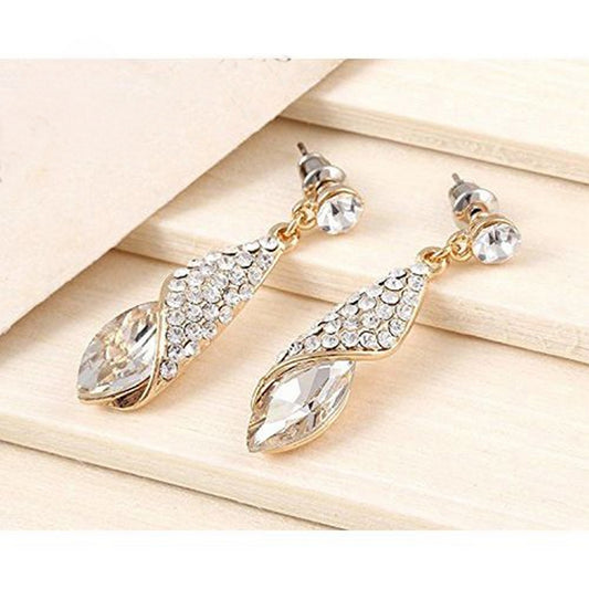 Shining Diva Fashion Gold Plated Crystal Earrings - FlyingCart.pk