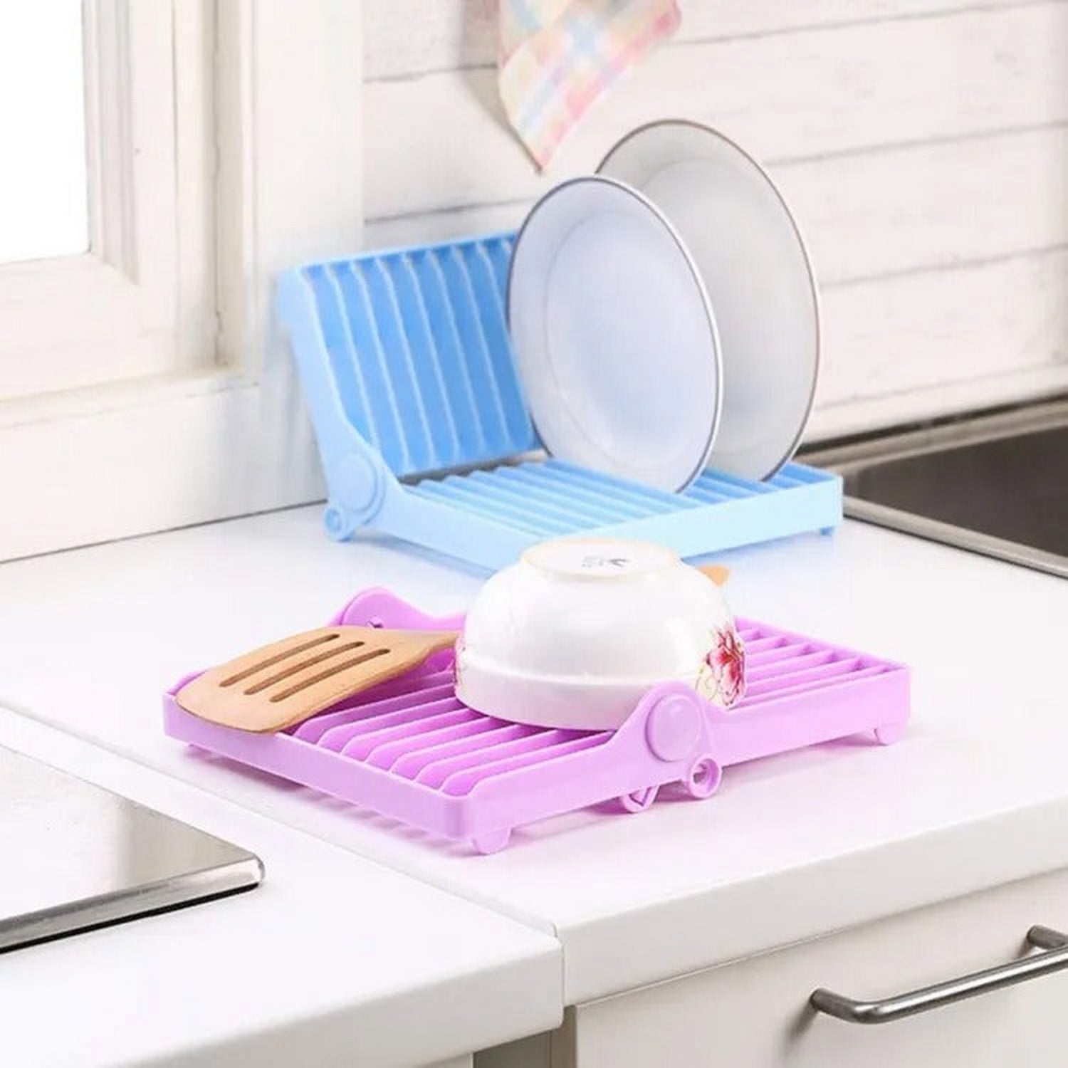 Folding Plastic Dish Rack Drying Rack Holder - FlyingCart.pk