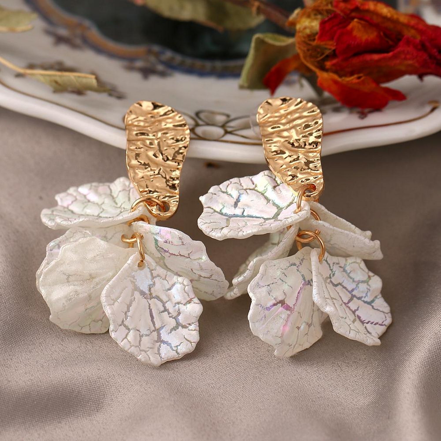 Glamorous Floral Petal Dangle Earrings - FlyingCart.pk