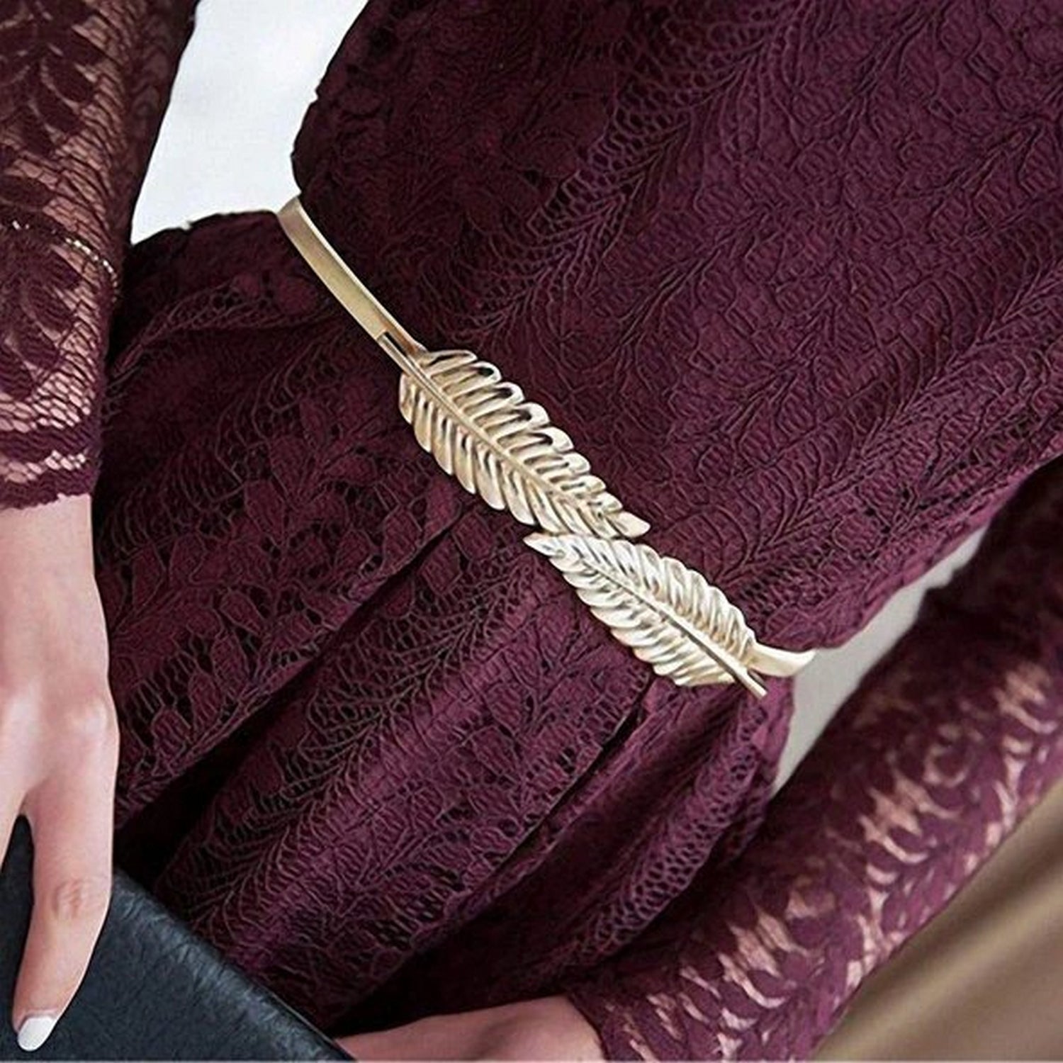 Metal Skinny Flower Leaf Shape Chain Thin Belts (Random Design) - FlyingCart.pk