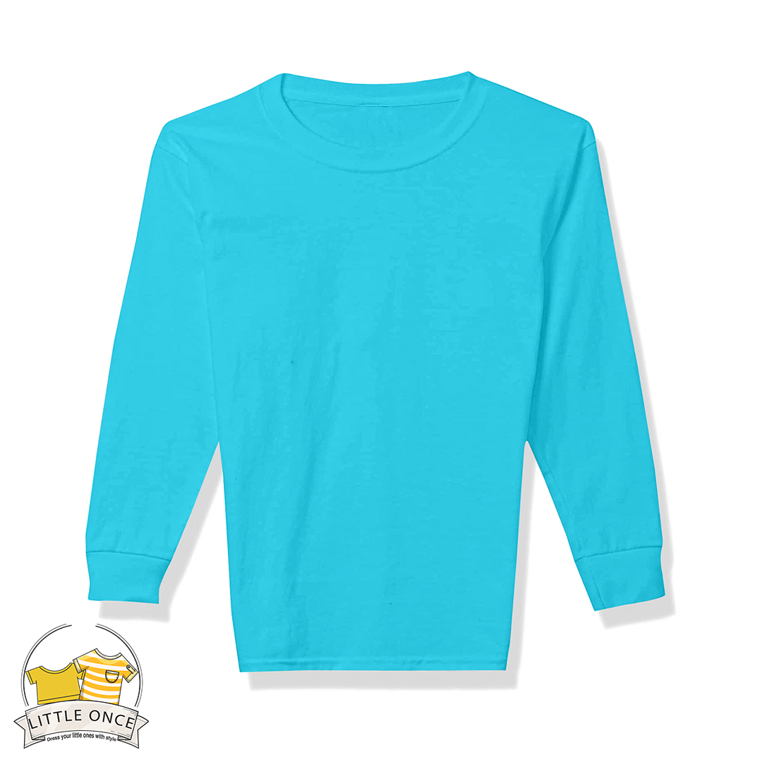 Aqua Blue Kids Full Sleeves T-Shirt For Boys - FlyingCart.pk