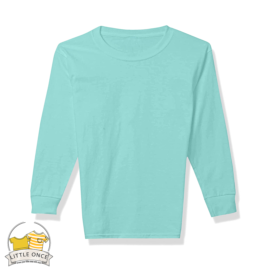 Ice Blue  Kids Full Sleeves T-Shirt For Girls - FlyingCart.pk