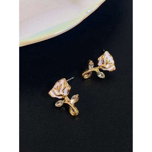 Flower Ear Clip Charming Pink Rose Earrings - FlyingCart.pk