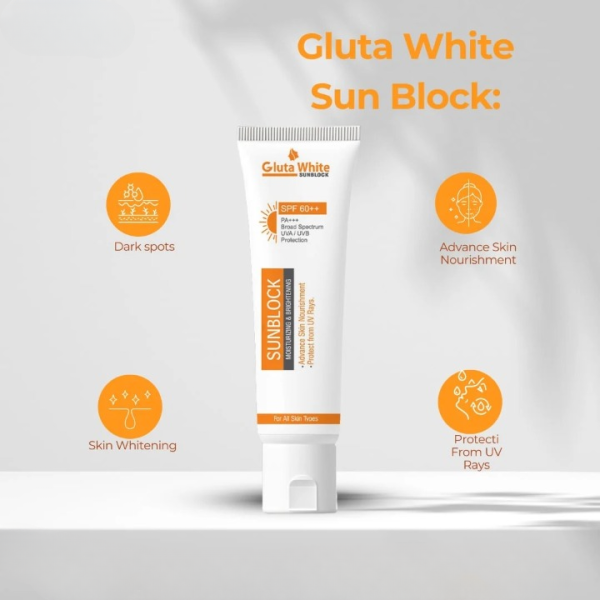 glutawhite-sunblock-spf-60-moisturizing-brightening-uv-protection-65gm-for-all-skin-types-1-flyingcart.pk