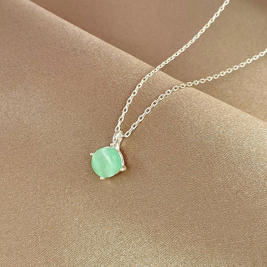 Elegant Green Jade Pendant Crystal Stone Necklace - FlyingCart.pk