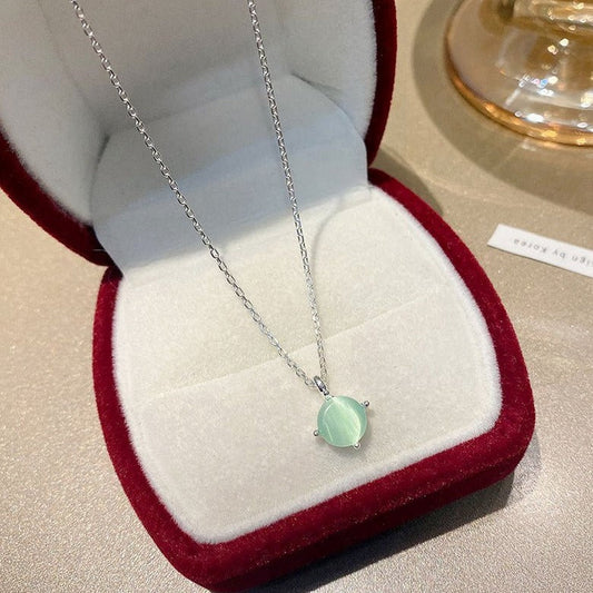 Elegant Green Jade Pendant Crystal Stone Necklace - FlyingCart.pk
